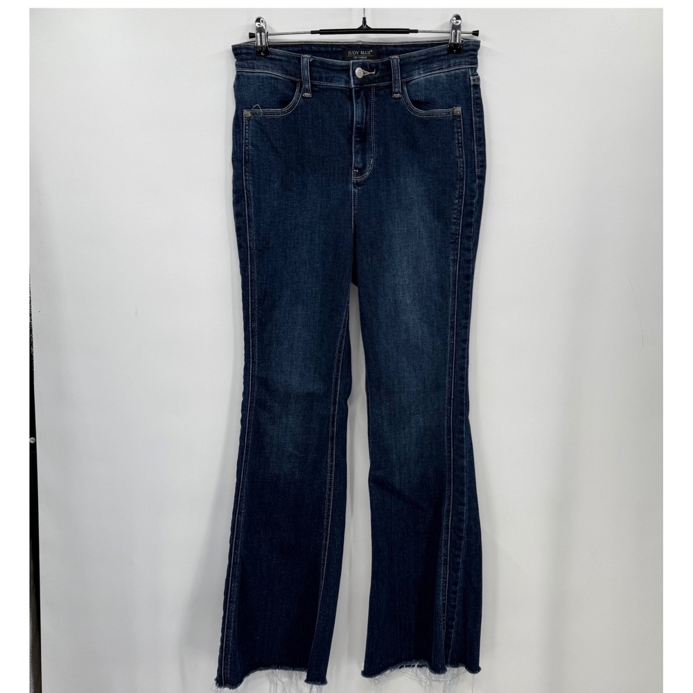 Judy Blue Women's Jeans Size 7 28 Dark Wash Flare Raw Hem Denim